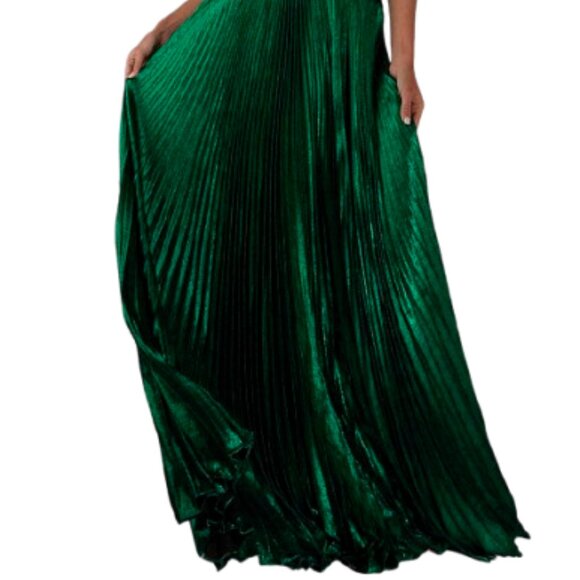 NWT Alyce Paris 61789 Metallic Foil Prom Dress Emerald Size 12 - Picture 2 of 6